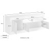 Jaor BC blank hvid cementgrå TV bord 138x43 cm skænk med 3 låger hylde Rabatter