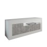 Jaor BC blank hvid cementgrå TV bord 138x43 cm skænk med 3 låger hylde Tilbud