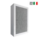 Novia BC Basic blank hvid cementgrå høj skab 162 cm med 4 låger hylder På Tilbud