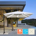 Stor hænge parasol 3x3 m med solcelle LED lys til have terrasse anti uv Paradise Kampagne