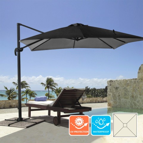 Paradise Noir 3x3m kvadratisk hænge parasol til have altan med tilt Kampagne