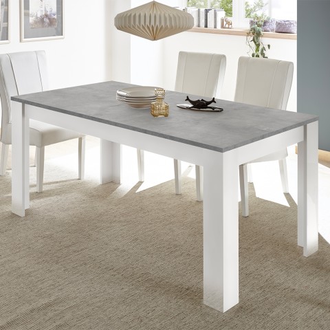 Cesar Basic cementgrå blank hvidt spisebord træ 180x90 cm rektangulær Kampagne