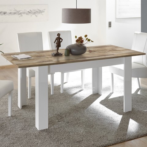 Dyon Basic 90x137-185 cm spisebord med udtræk pæretræ blank hvidt træ Kampagne