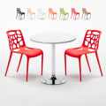 Long Island hvid cafebord sæt: 2 Gelateria farvet stole og 70cm rundt bord Kampagne