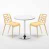 Long Island hvid cafebord sæt: 2 Gelateria farvet stole og 70cm rundt bord Mål