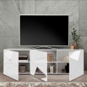 Brema WH Vittoria blank hvid silketryk TV bord 181 cm 3 låger hylder Rabatter