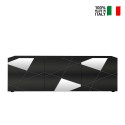 Brema GR Vittoria grå silketryk TV bord lav skænk 181x42x57 cm 3 låger På Tilbud