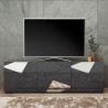 Brema GR Vittoria grå silketryk TV bord lav skænk 181x42x57 cm 3 låger Rabatter