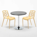 Cosmopolitan sort cafebord sæt: 2 Gelateria farvet stole og 70cm rundt bord Model
