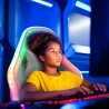 Pixy Junior hvid gamer stol gaming kontorstol med RGB lys og 2 puder På Tilbud