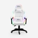 Pixy Junior hvid gamer stol gaming kontorstol med RGB lys og 2 puder Udsalg