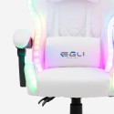 Pixy Junior hvid gamer stol gaming kontorstol med RGB lys og 2 puder Billig