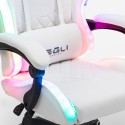 Pixy Junior hvid gamer stol gaming kontorstol med RGB lys og 2 puder 