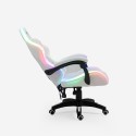 Pixy Junior hvid gamer stol gaming kontorstol med RGB lys og 2 puder Udvalg