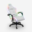 Pixy Junior hvid gamer stol gaming kontorstol med RGB lys og 2 puder Mængderabat