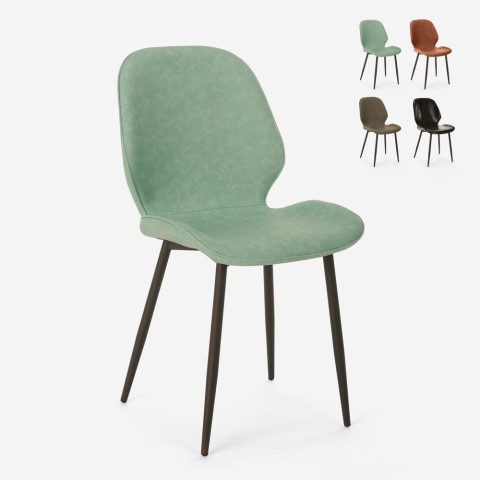 Lyna AHD stol spisebords design stol i imiteret læder med metal ben Kampagne