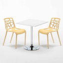 Cocktail hvid cafebord sæt: 2 Gelateria farvet stole og 70cm kvadratisk bord Mål