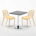 Mojito sort cafebord sæt: 2 Gelateria farvet stole og 70cm kvadratisk bord Mål