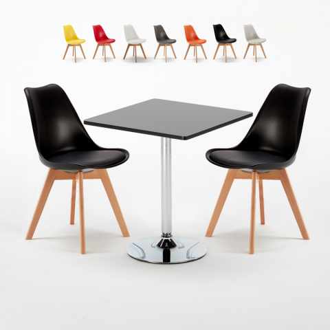 Mojito sort cafebord sæt: 2 Nordica farvet stole og 70cm kvadratisk bord