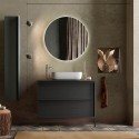 Bloom badeværelsesmøbel med vask 79 cm sort med 2 skuffer gulv væg Tilbud