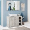 Griff hvid fyrretræ badeværelsesmøbel med vask og skab gulvstående Udsalg