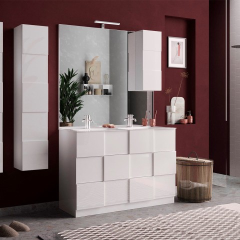 Feel T Dama blank hvid badeværelsesmøbel med dobbelt vask skuffer gulv Kampagne