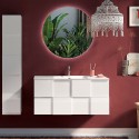 Gambit Dama blank hvid badeværelsesmøbel med vask og 2 skuffer væghængt Omkostninger