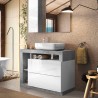 Jarad BC hvid grå badeværelsesmøbel med vask og 2 skuffer gulvstående Udsalg