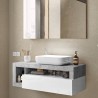 Kura BC hvid grå badeværelsesmøbel med vask skuffe gulvstående Udsalg