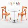 Long Island hvid cafebord sæt: 2 Vintage farvet stole og 70cm rundt bord Kampagne
