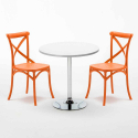Long Island hvid cafebord sæt: 2 Vintage farvet stole og 70cm rundt bord Mængderabat