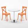 Long Island hvid cafebord sæt: 2 Vintage farvet stole og 70cm rundt bord Mængderabat