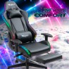 The Horde Comfort kontorstol sort gamer stol med led RGB lys benstøtte 