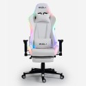Pixy Comfort kontorstol hvid gamer stol med led RGB lys og benstøtte Rabatter