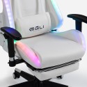 Pixy Comfort kontorstol hvid gamer stol med led RGB lys og benstøtte Mål