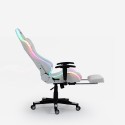 Pixy Comfort kontorstol hvid gamer stol med led RGB lys og benstøtte Mængderabat