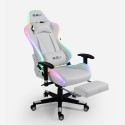 Pixy Comfort kontorstol hvid gamer stol med led RGB lys og benstøtte Udvalg