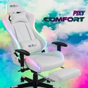 Pixy Comfort kontorstol hvid gamer stol med led RGB lys og benstøtte 