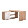 Lex egetræ hvid hjørne skrivebord 139x139 cm med 3 skuffer og 2 hylder Tilbud