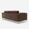Corneel 3 personers sofa brun kunstlæder med metal fødder til stuen Rabatter