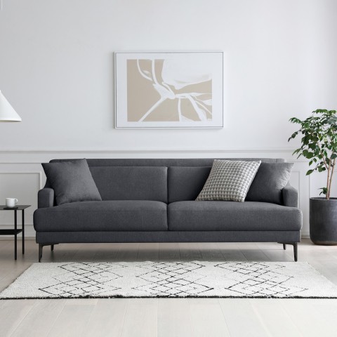 Egbert 3 personers sofa stof med sorte metal fødder 200x85x76 cm stue Kampagne