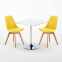 Cocktail hvid cafebord sæt: 2 Nordica farvet stole og 70cm kvadratisk bord Model