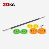 Sæt body pump olympisk vægtstang med 6 farvede vægtskiver, 20 kg Forutsu
