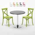 Cosmopolitan sort cafebord sæt: 2 Vintage farvet stole og 70cm rundt bord Kampagne