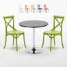 Cosmopolitan sort cafebord sæt: 2 Vintage farvet stole og 70cm rundt bord Kampagne