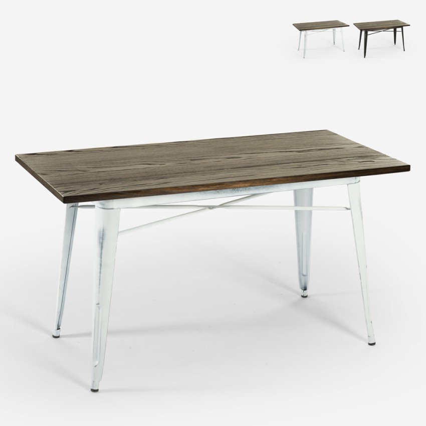 Spisebord 120x60 industrielt træ metal vintage Caupona Brush