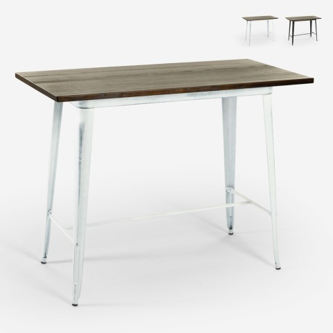 Catal Brush højt bord i industrielt vintage design med metal og træ 120x60 Kampagne