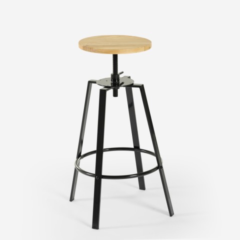 Disk drejelig barstol i industriel stil til bar og køkken af metal og træ Kampagne