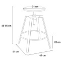 Højbord skammel industriel stil bar køkken metal drejelig bolte Disk