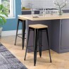 steel up wood industriel Lix barstol i metal med træsæde til køkken og bar. Valgfri